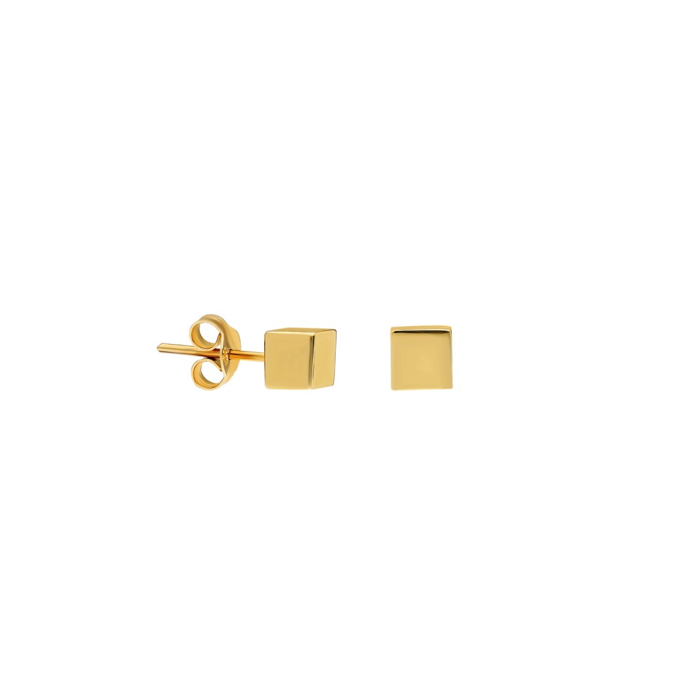 Glorria 14k Solid Gold Cube Detail Earring