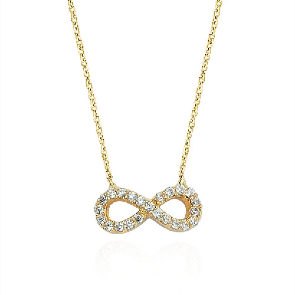 Glorria 14k Solid Gold Pave Infinity Necklace
