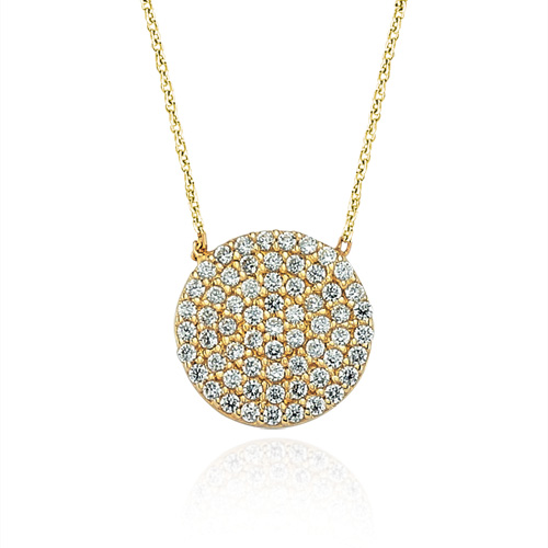Glorria 14k Solid Gold Pave Plate Necklace Glorria 14k Solid Gold Pave Plate Necklace