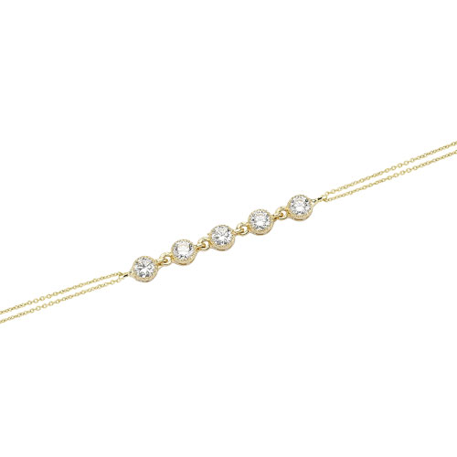 Glorria 14k Solid Gold 5 Pave Waterway Bracelet Glorria 14k Solid Gold 5 Pave Waterway Bracelet
