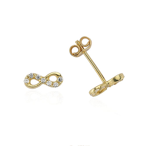 Glorria 14k Solid Gold Pave Infinity Earring Glorria 14k Solid Gold Pave Infinity Earring
