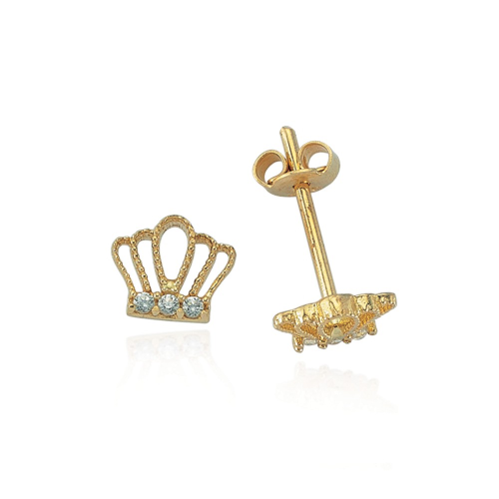 Glorria 14k Solid Gold Crown Earring