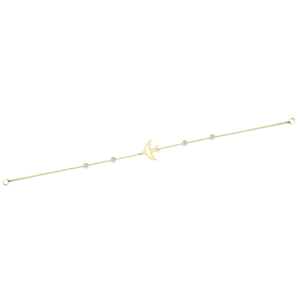 Glorria 14k Solid Gold Pave Bird Bracelet