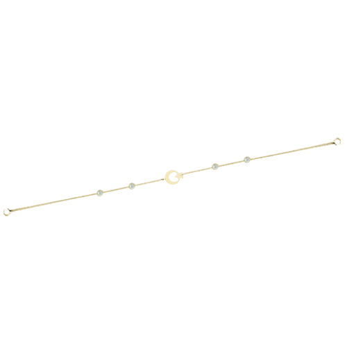 Glorria 14k Solid Gold Crescent And Star Bracelet Glorria 14k Solid Gold Crescent And Star Bracelet