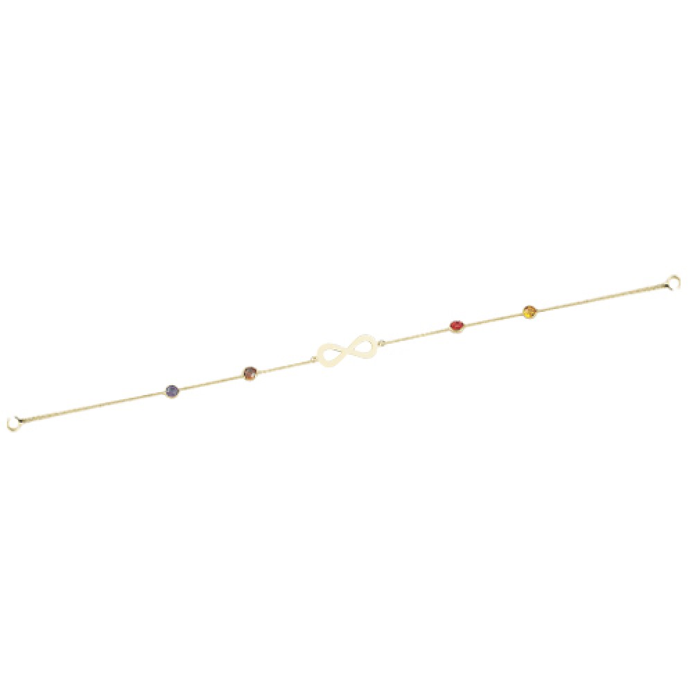 Glorria 14k Solid Gold Colored Pave Infinity Bracelet