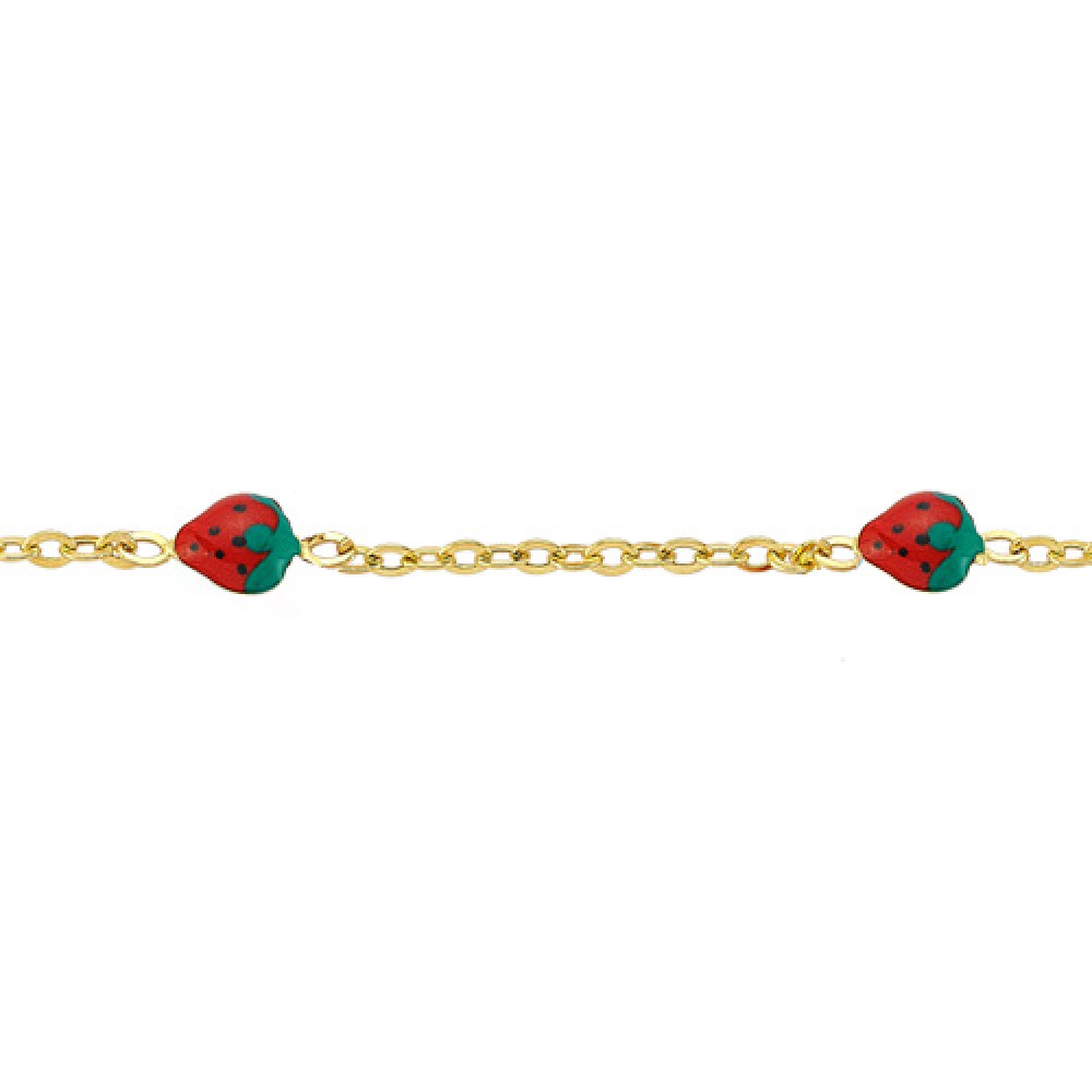 Glorria 14k Solid Gold Strawberry Baby Bracelet