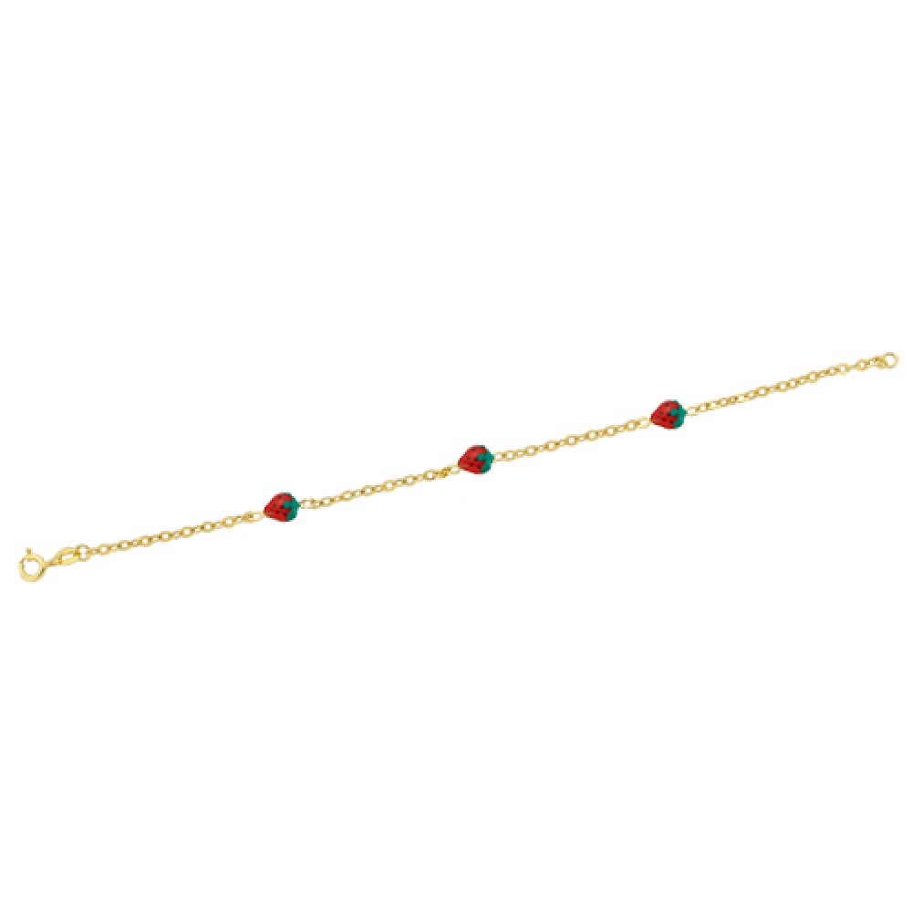 Glorria 14k Solid Gold Strawberry Baby Bracelet