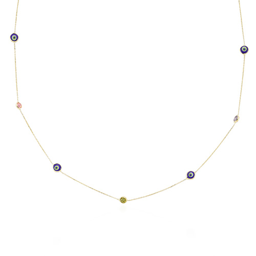 Glorria 14k Solid Gold Evil Eye Bead Necklace Glorria 14k Solid Gold Evil Eye Bead Necklace