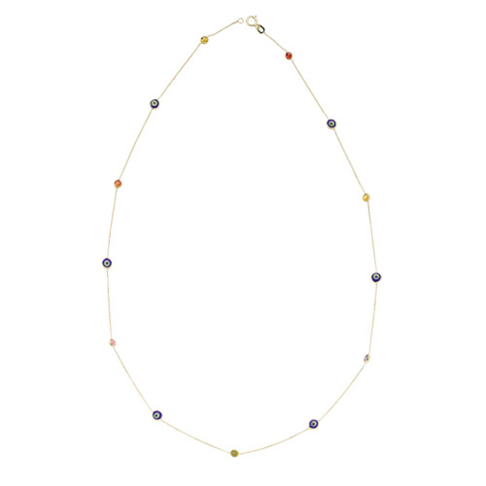 Glorria 14k Solid Gold Evil Eye Bead Necklace