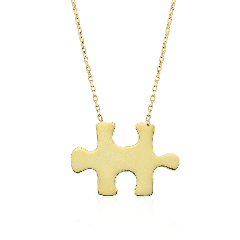 Glorria 14k Solid Gold Puzzle Necklace