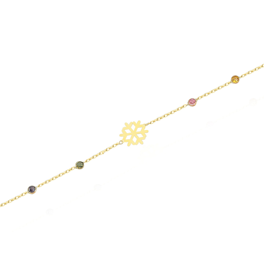 Glorria 14k Solid Gold Colored Snowflake Bracelet
