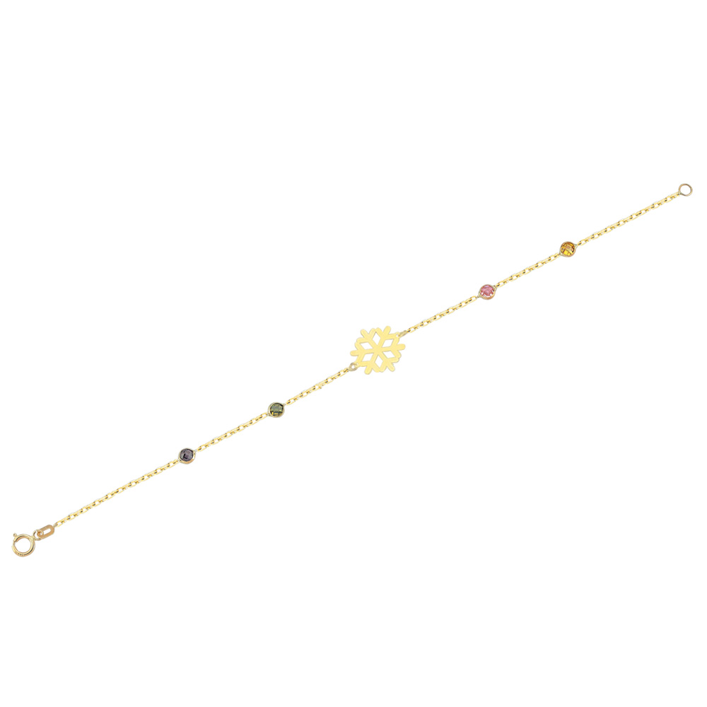 Glorria 14k Solid Gold Colored Snowflake Bracelet
