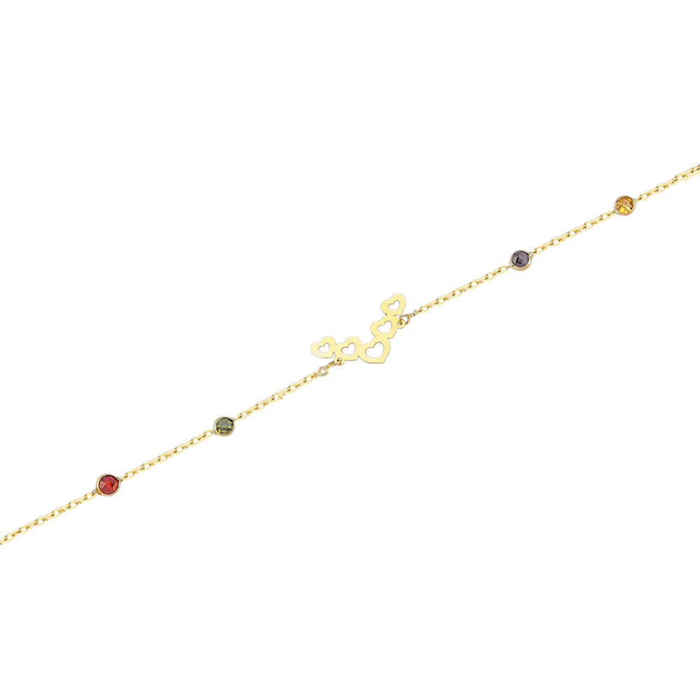 Glorria 14k Solid Gold Hearted Heart Bracelet