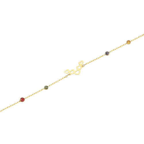 Glorria 14k Solid Gold Hearted Heart Bracelet Glorria 14k Solid Gold Hearted Heart Bracelet