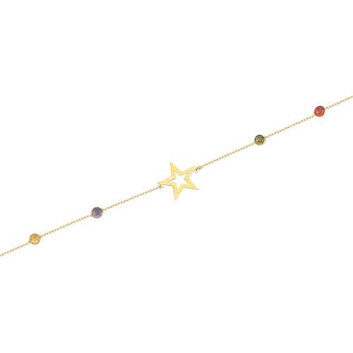 Glorria 14k Solid Gold Colored Stony Star Bracelet Glorria 14k Solid Gold Colored Stony Star Bracelet