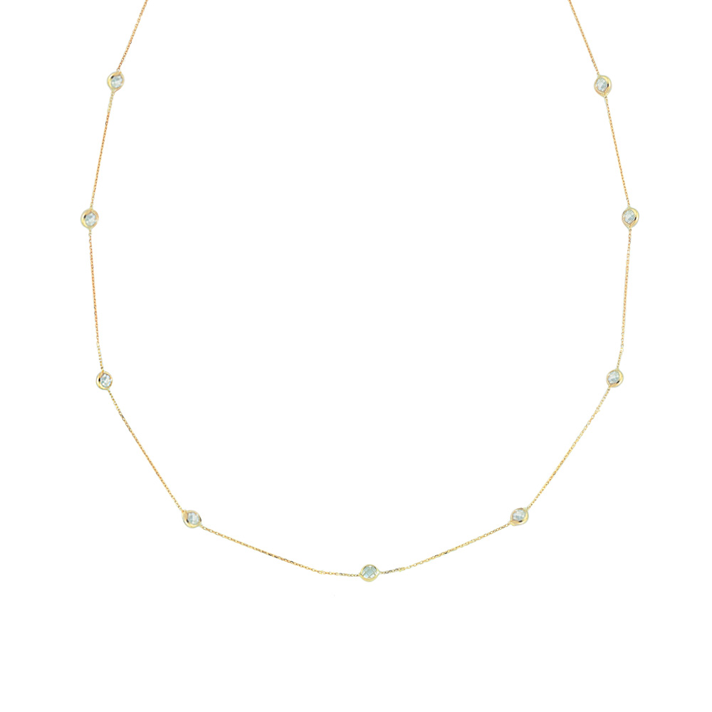 Glorria 14k Solid Gold Pave Necklace