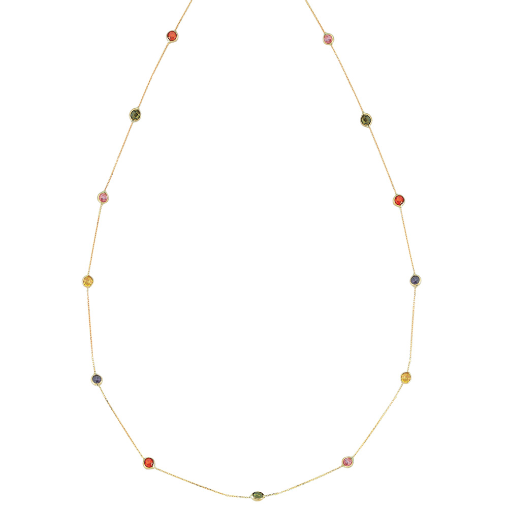 Glorria 14k Solid Gold Colored Pave Necklace