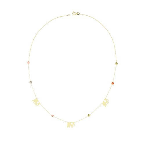 Glorria 14k Solid Gold Colored Pave Elephant Necklace Glorria 14k Solid Gold Colored Pave Elephant Necklace