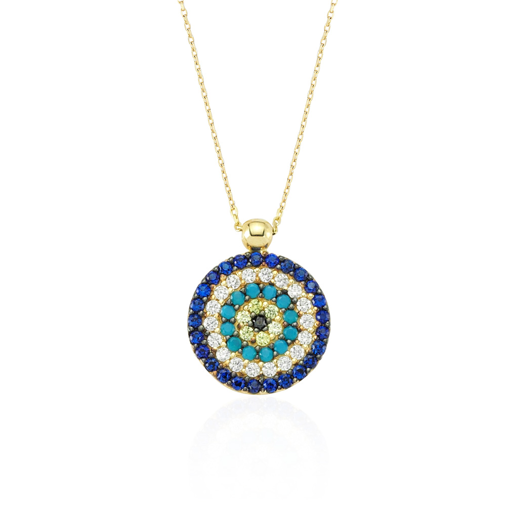 Glorria 14k Solid Gold Evil Eye Necklace