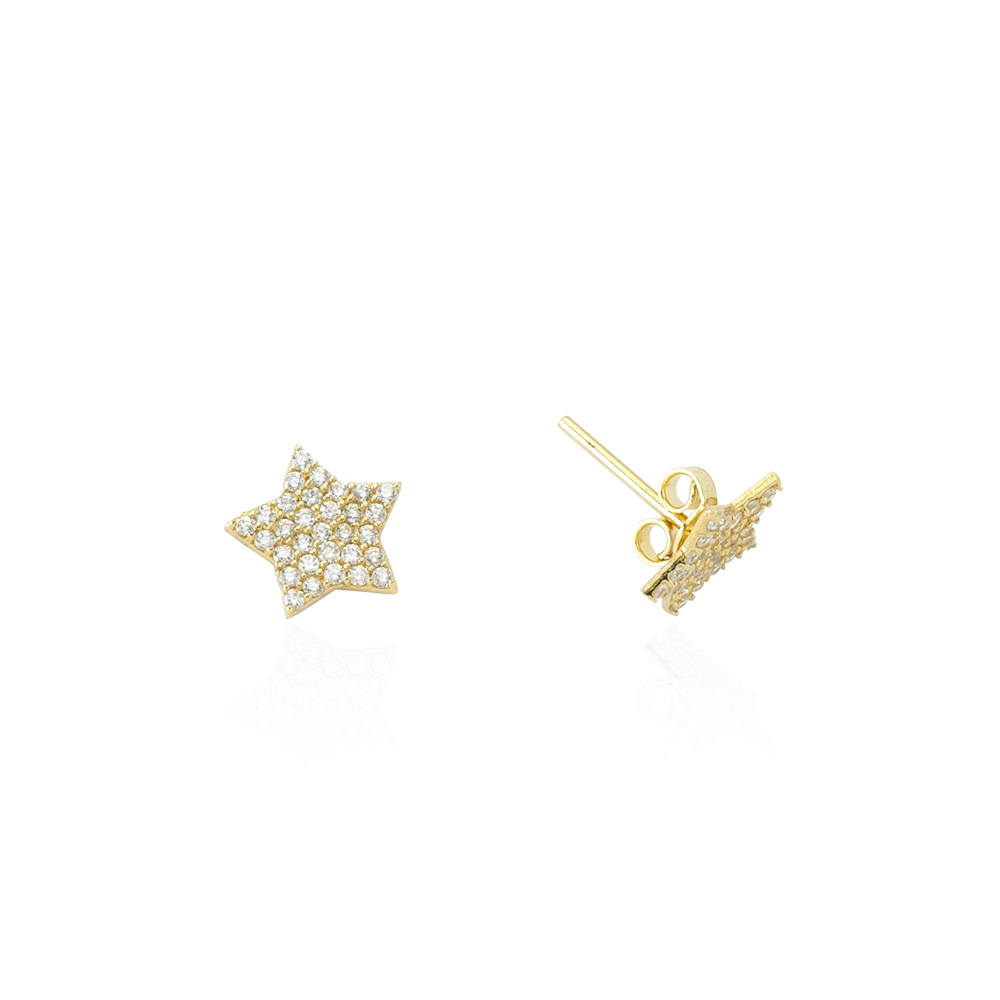 Glorria 14k Solid Gold Star Earring