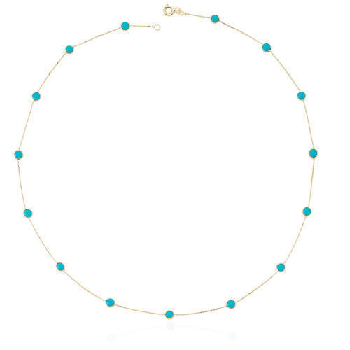 Glorria 14k Solid Gold Turquoise Pave Necklace Glorria 14k Solid Gold Turquoise Pave Necklace