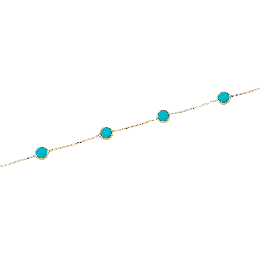 Glorria 14k Solid Gold Turquoise Bracelet, Watch Gift Set