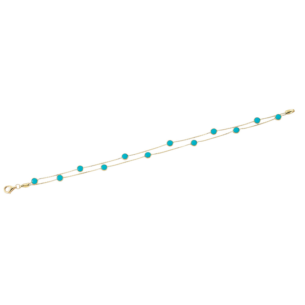 Glorria 14k Solid Gold Turquoise Bracelet