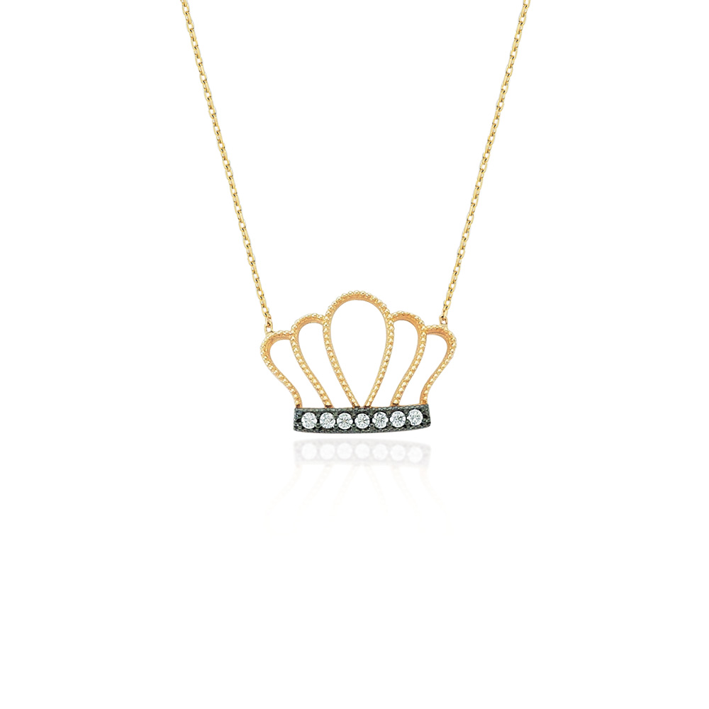 Glorria 14k Solid Gold Crown Necklace Glorria 14k Solid Gold Crown Necklace