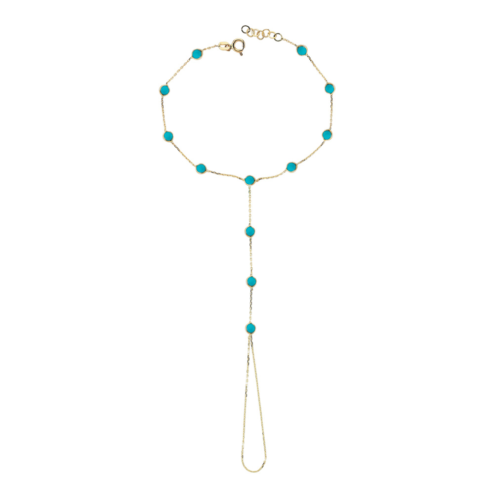 Glorria 14k Solid Gold Turquoise Shahmeran Bracelet