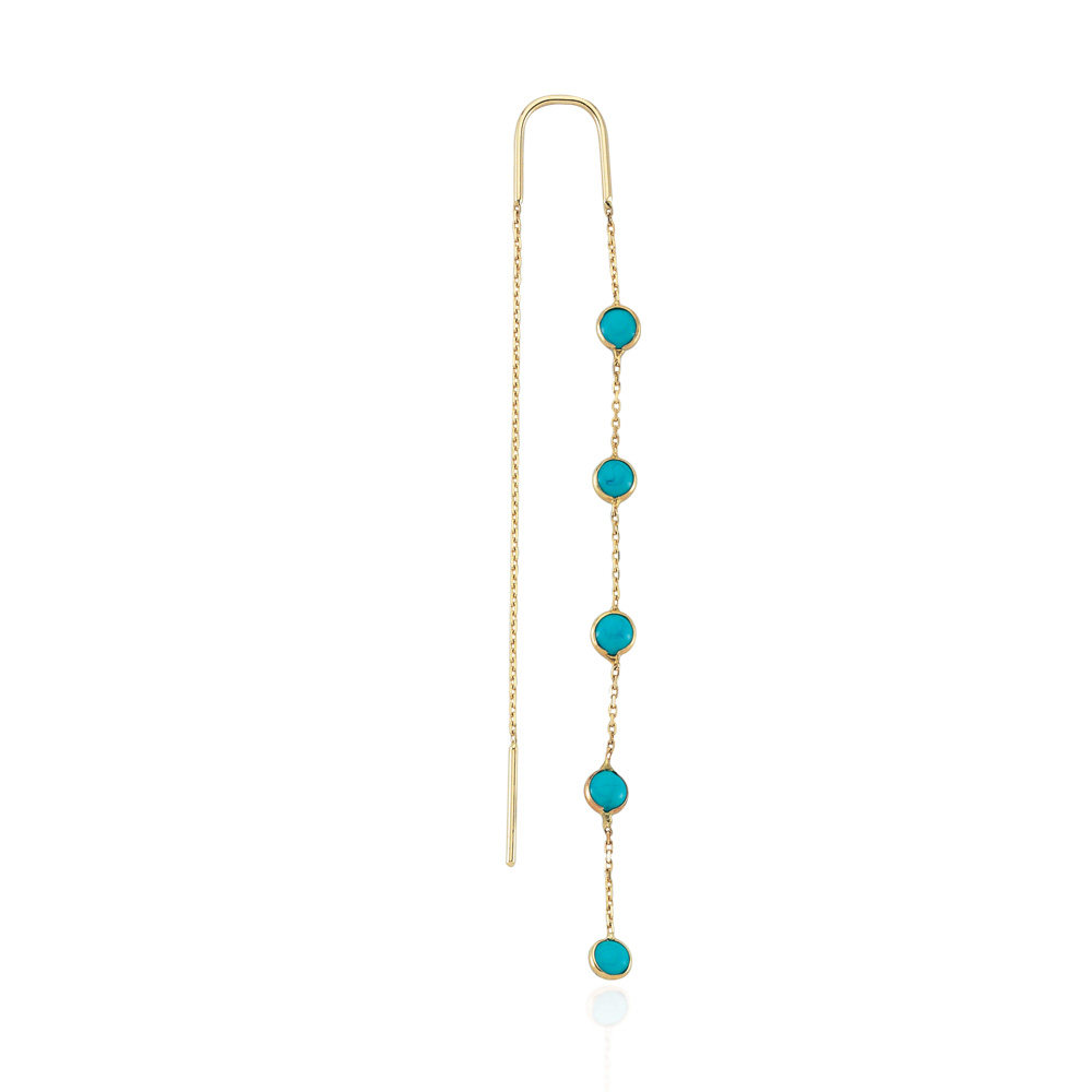Glorria 14k Solid Gold Turquoise Shake Earring