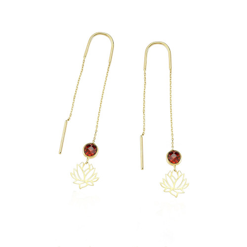 Glorria 14k Solid Gold Lotus Flower Earring Glorria 14k Solid Gold Lotus Flower Earring