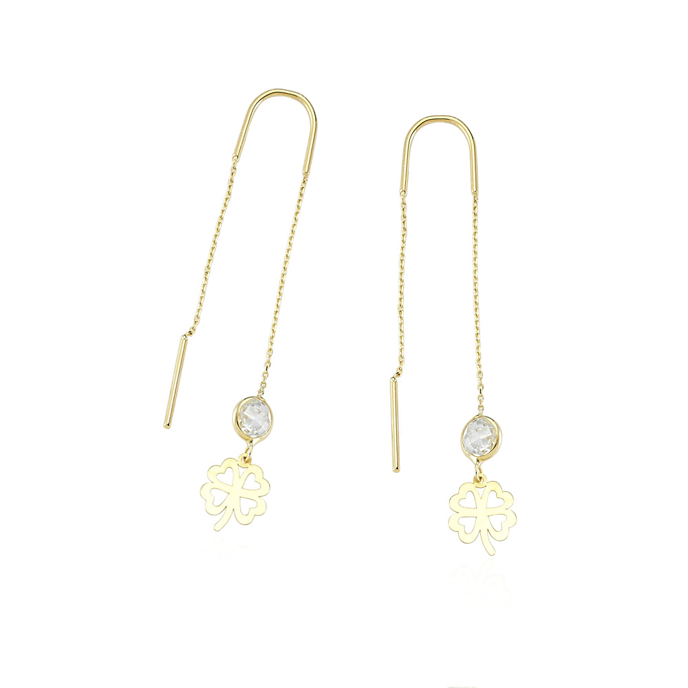 Glorria 14k Solid Gold Clover Earring