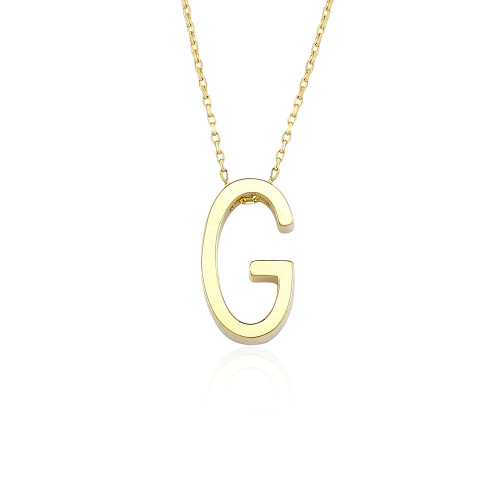 Glorria 14k Solid Gold 3D A Letter Necklace Glorria 14k Solid Gold 3D A Letter Necklace