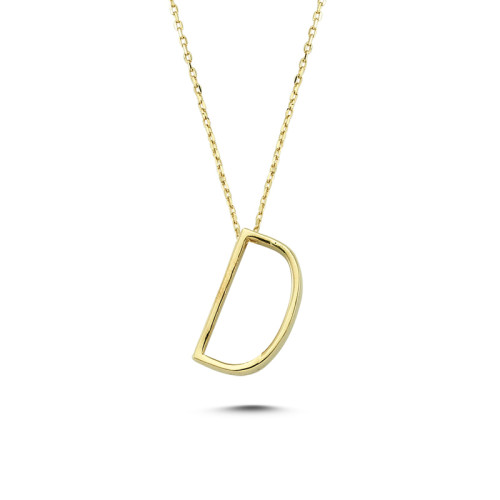 Glorria 14k Solid Gold 3D D Letter Necklace Glorria 14k Solid Gold 3D D Letter Necklace