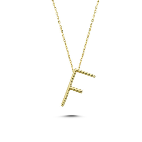 Glorria 14k Solid Gold 3D F Letter Necklace Glorria 14k Solid Gold 3D F Letter Necklace