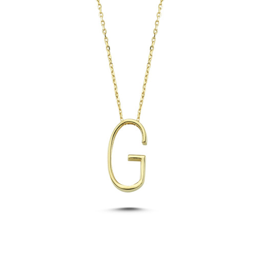 Glorria 14k Solid Gold 3D G Letter Necklace Glorria 14k Solid Gold 3D G Letter Necklace