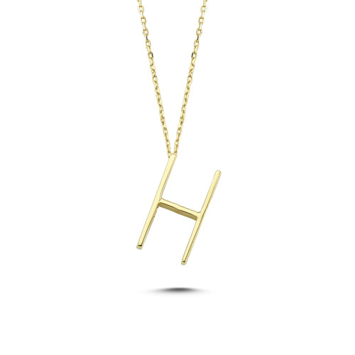 Glorria 14k Solid Gold 3D H Letter Necklace Glorria 14k Solid Gold 3D H Letter Necklace