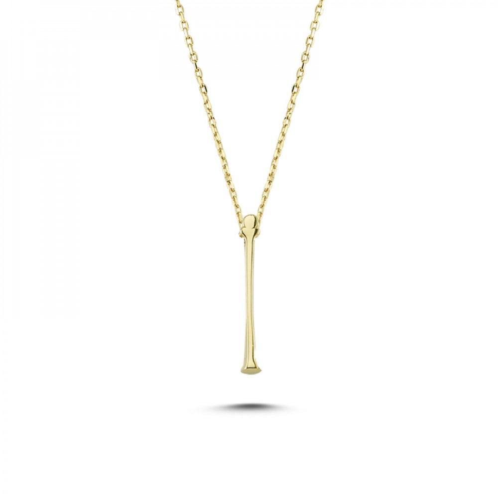 Glorria 14k Solid Gold 3D İ Letter Necklace