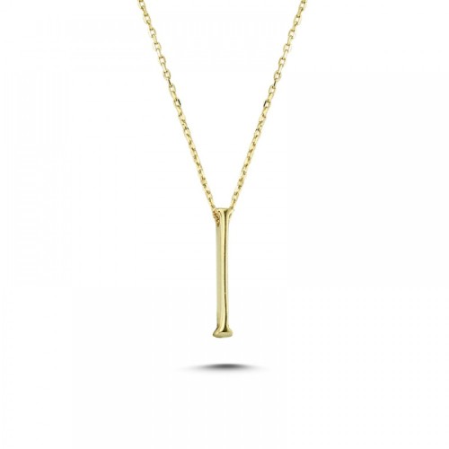 Glorria 14k Solid Gold 3D I Letter Necklace
