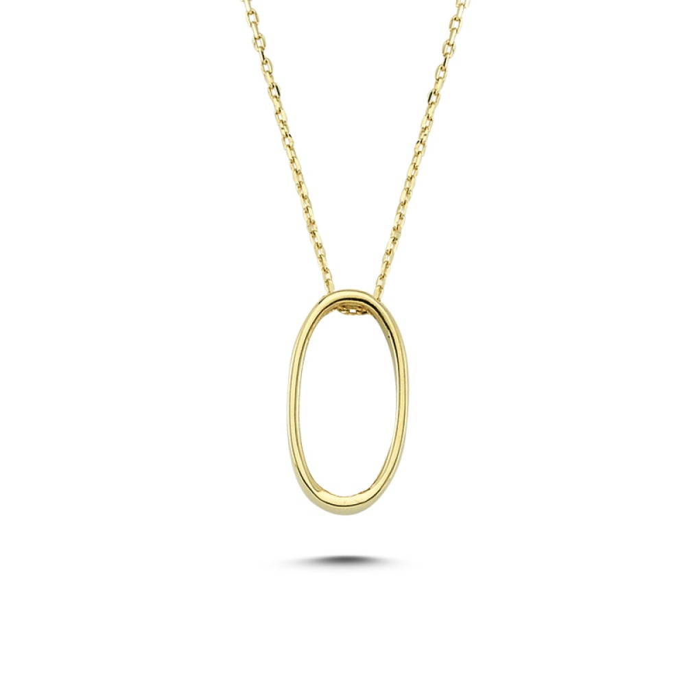 Glorria 14k Solid Gold 3D O Letter Necklace