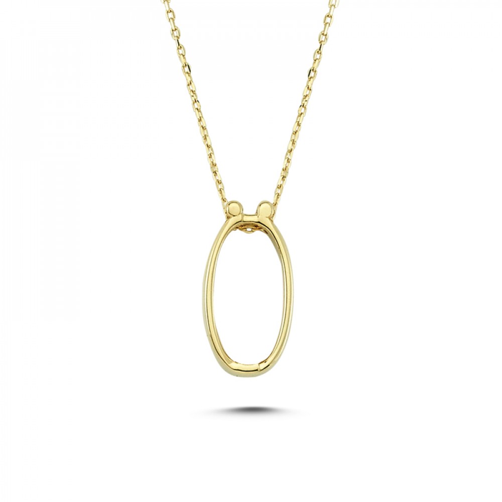 Glorria 14k Solid Gold 3D Ö Letter Necklace