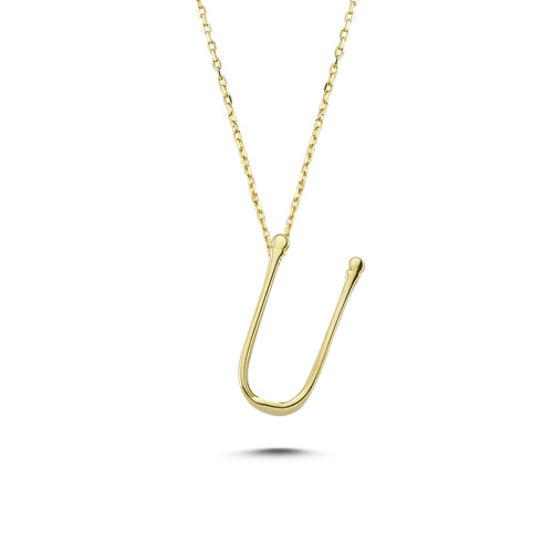 Glorria 14k Solid Gold 3D Ü Letter Necklace Glorria 14k Solid Gold 3D Ü Letter Necklace