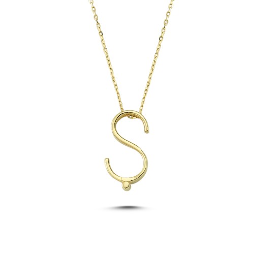 Glorria 14k Solid Gold 3D Ş Letter Necklace