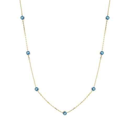 Glorria 14k Solid Gold Evil Eye Beaded Necklace Glorria 14k Solid Gold Evil Eye Beaded Necklace