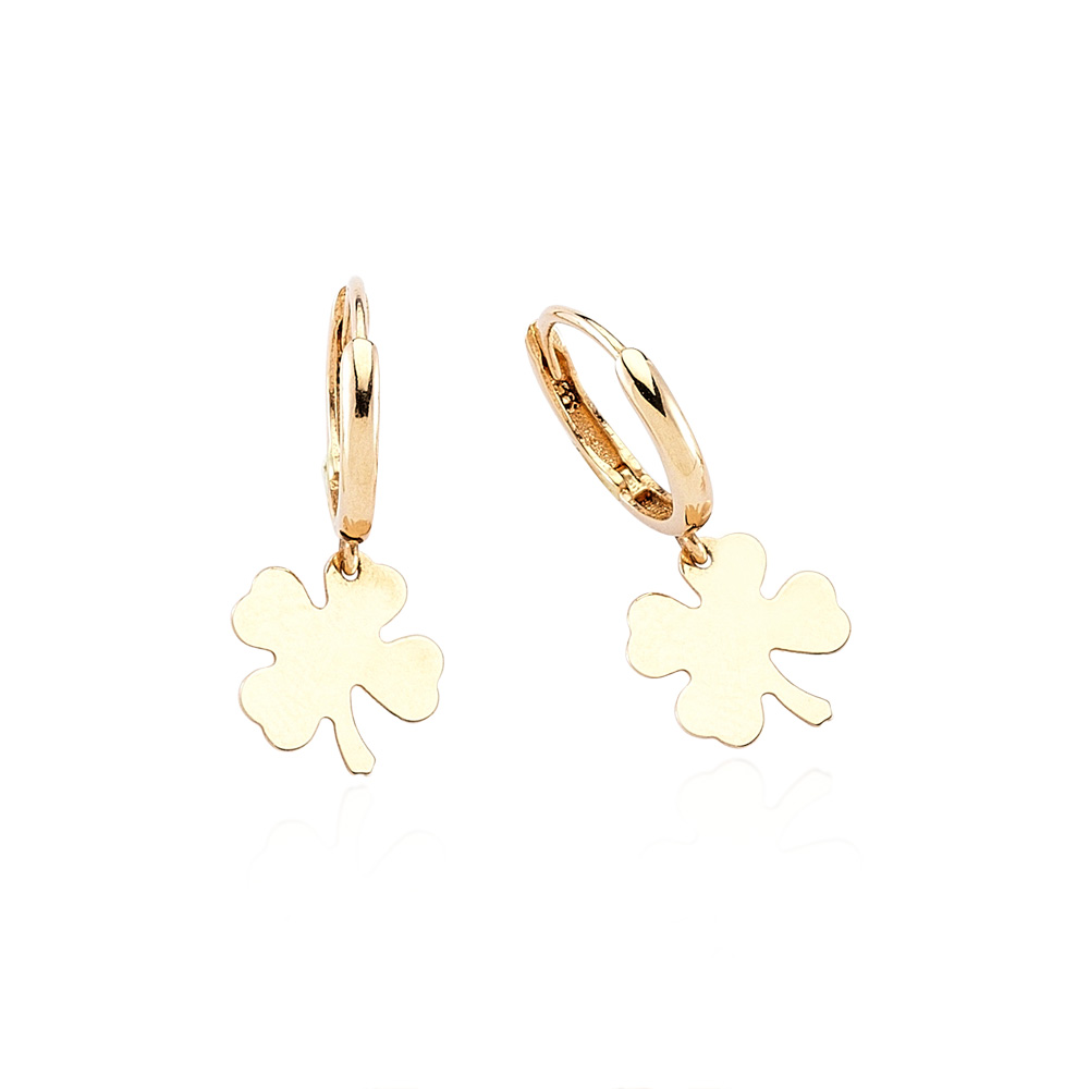 Glorria 14k Solid Gold Clover Earring