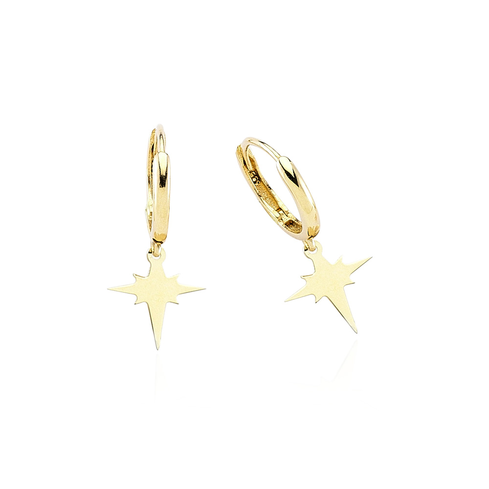 Glorria 14k Solid Gold Polar Star Earring