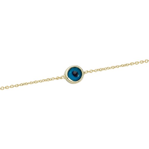 Glorria 14k Solid Gold Evil Eye Beaded Bracelet