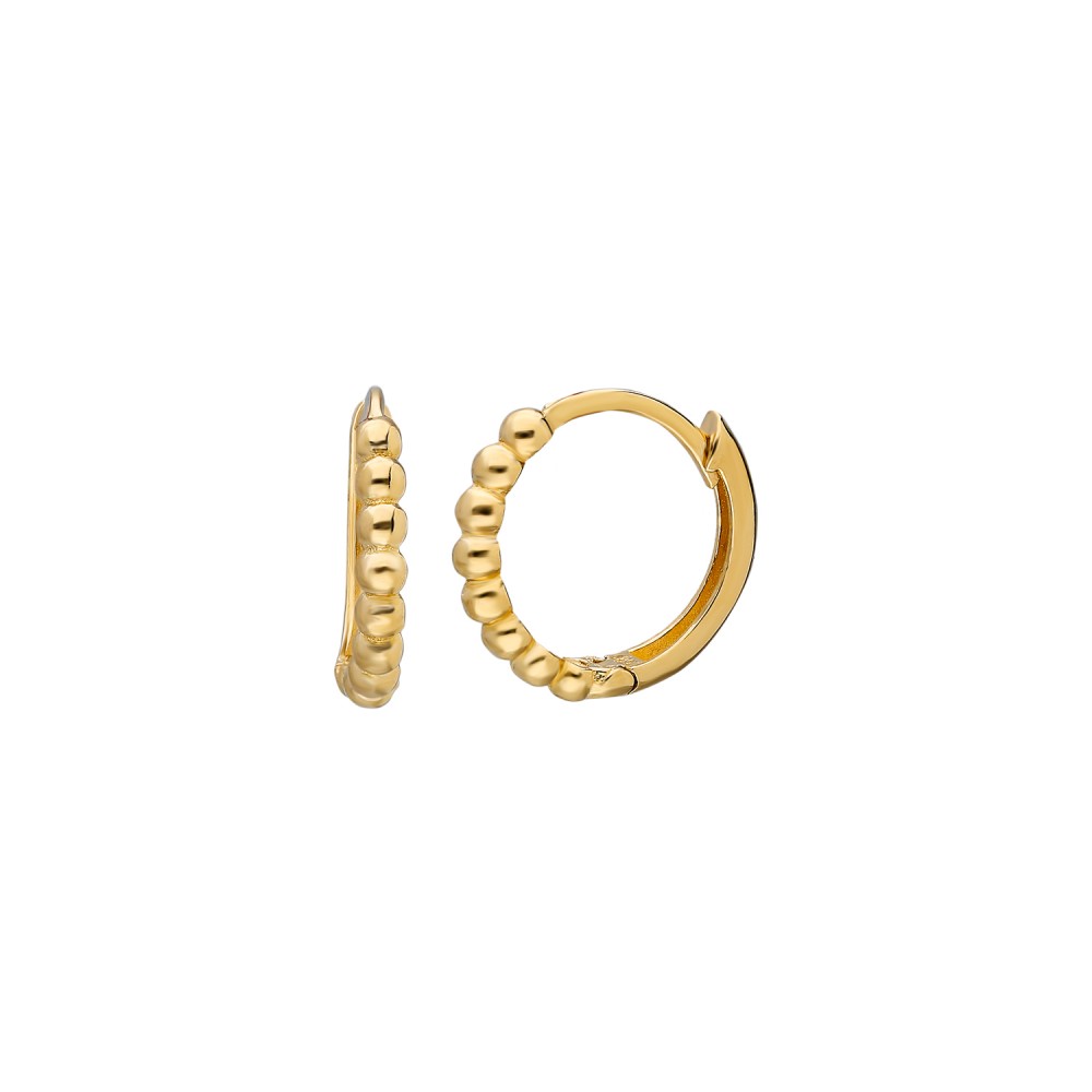 Glorria 14k Solid Gold Ball Circle Earring