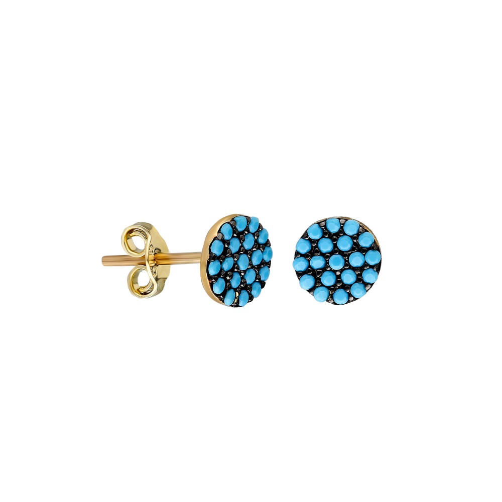 Glorria 14k Solid Gold Turquoise Pave Earring