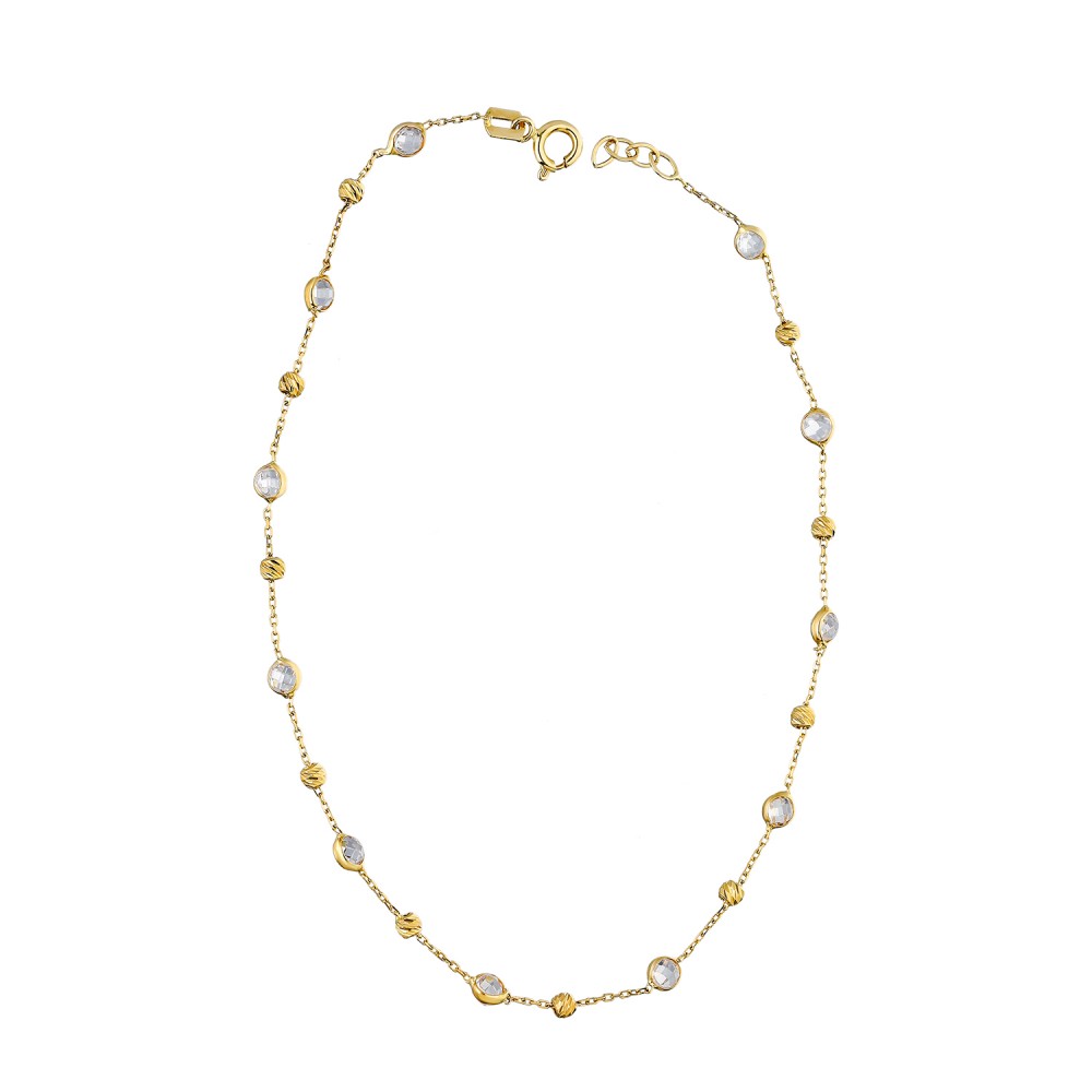 Glorria 14k Solid Gold Pave Anklet